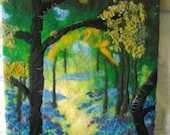 art ,woodland bluebells, wet felted fiber art