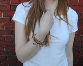 gold and bronze chunky chain stacking bracelet