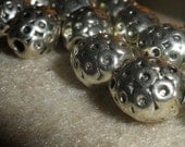 16 Textured Silver Oval Beads