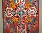 THE GARDEN ll  mixed media found object recycled upcycled one of a kind assemblage cross