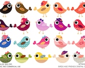 Birds and friends Digital clip art for Personal and Commercial use - INSTANT DOWNLOAD