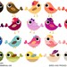 Birds and friends Digital clip art for Personal and Commercial use - INSTANT DOWNLOAD