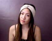 Beige Cream Knit Jersey Turban Headband Turband