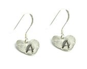 Monogram Earrings, Personalized Initial Earrings, Custom Silver Jewelry, Heart Earrings