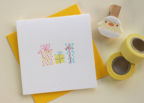 Birthday Gifts  - Letterpress Birthday Greeting Mini Card - Small Birthday Gifts Card