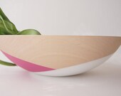 Wooden Bowl 12", Purple and White Crossed, Entertaining, Fruit Bowl, Spring Decor