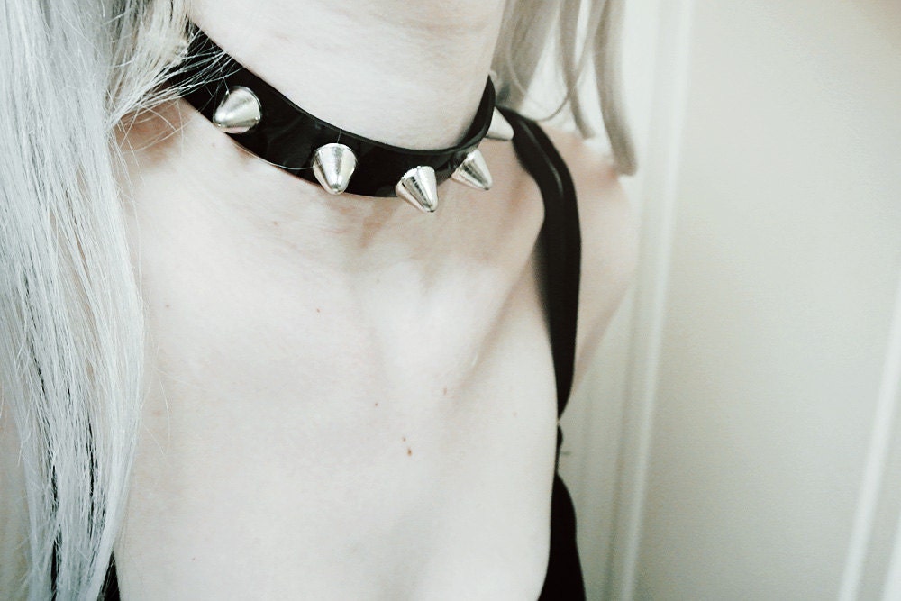 Studded Choker, cyber, vinyl, collar, choker, pvc