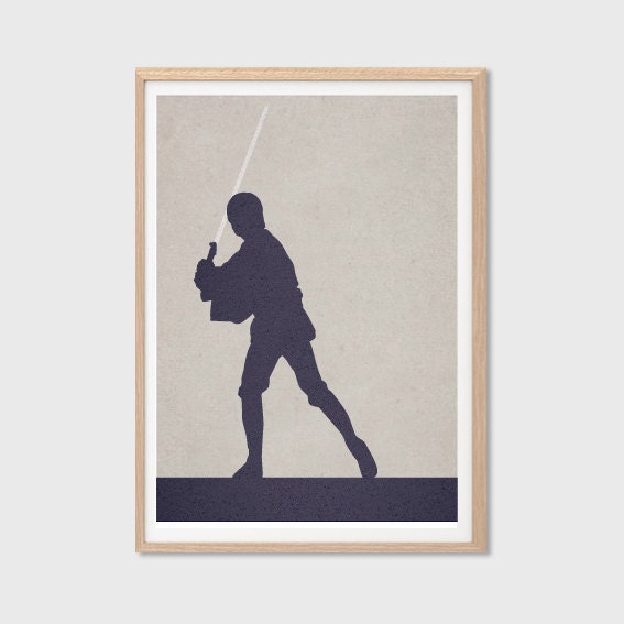 Luke Skywalker Poster : Modern Star Wars Movie Seventies Illustration Retro Art Wall Decor Print A4 11 x 8