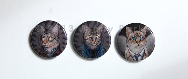 Supernatural Cats, pinback buttons