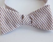 Tan & White Seersucker Bow Tie