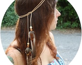 Light Leather and Feather Multi-Use Headband, Armband, Belt, Necklace, etc