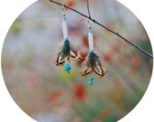 Native Spirit Feather and Buffalo Bone Earrings
