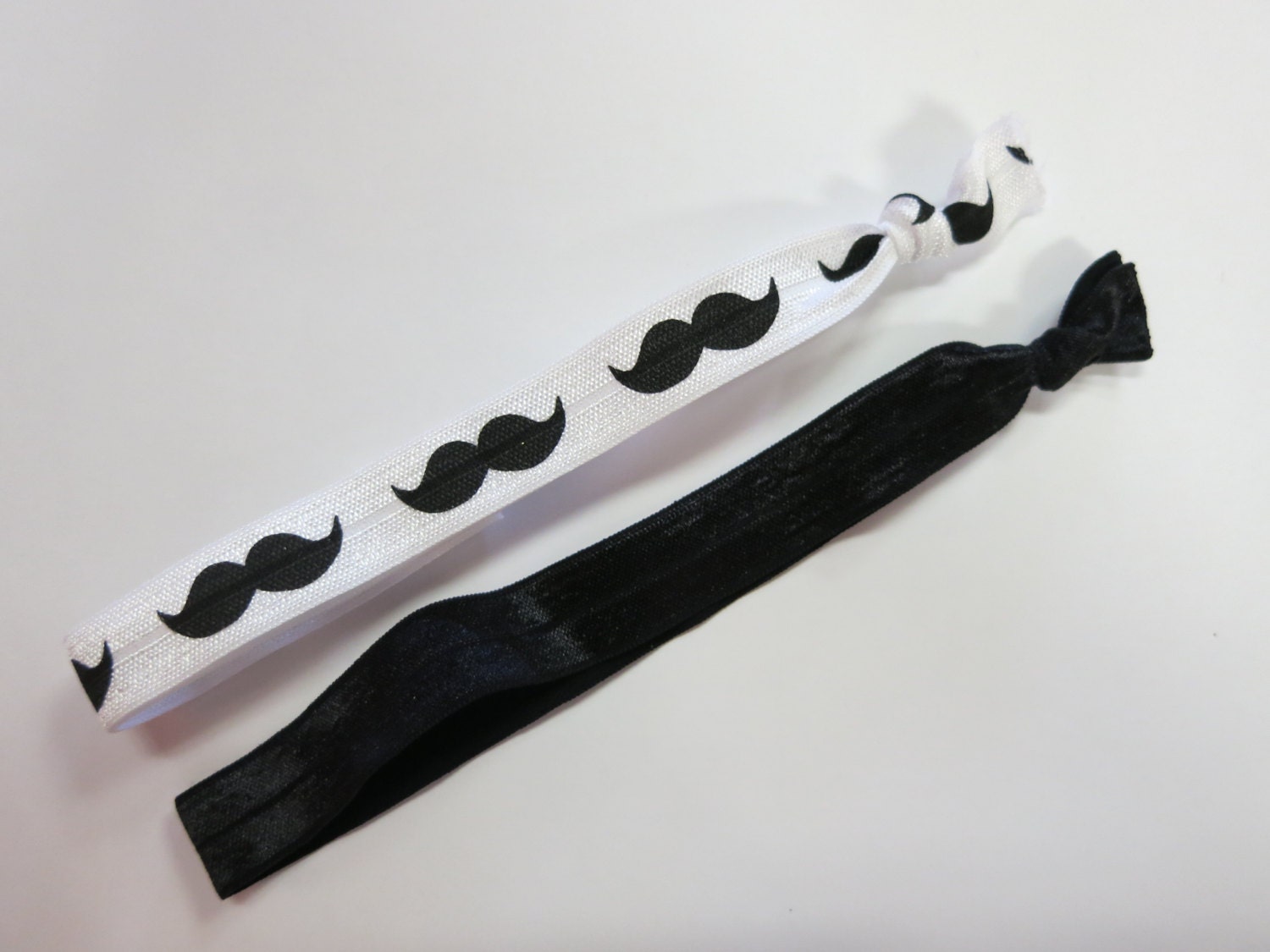 Mustache headband - womens - Childrens - Elastic Headbands - Black and White - Stretchy headbands - Set of Two - Printed Elastic