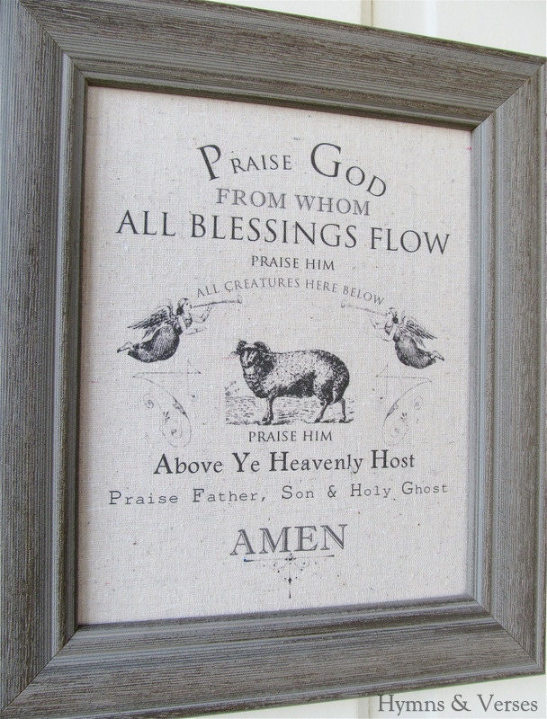 The Doxology Original Print on Natural Cotton Fabric - 8 x 10" -  PRINT ONLY