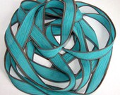 Hand Painted Wrist Wrap Ribbon Teal Sassy Silks Ribbons