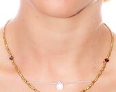 African Bronze Bead Necklace with Baby Pearls and Faceted Moonstone