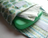 Baby Boys Diaper Clutch pale green and blue snails with geometric stripe lining