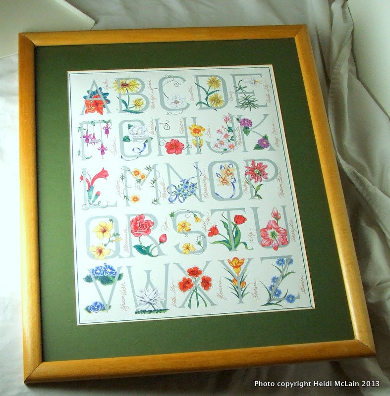 Vintage Framed Poster-The Alphabet in Flowers