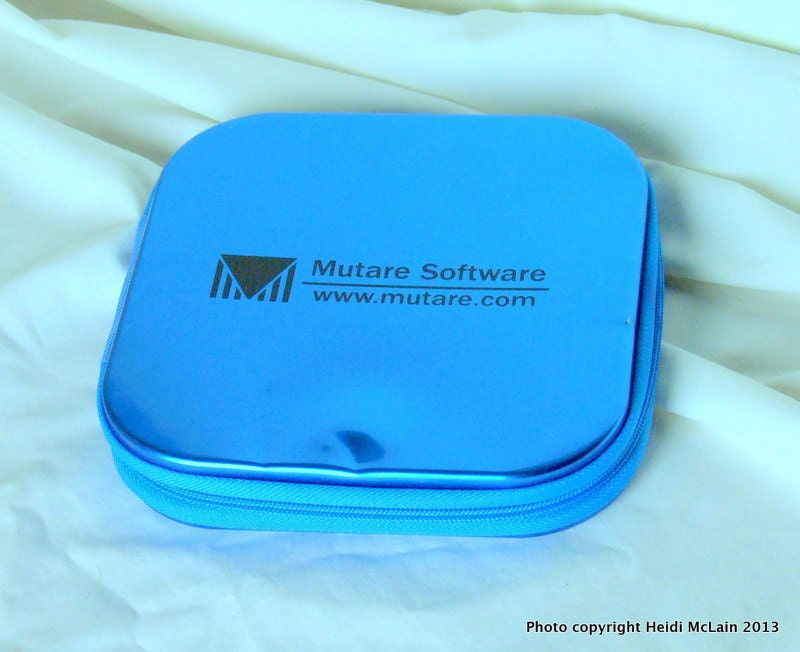 Blue Metal Zippered CD Case
