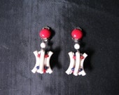 MOD Jewelry Earrings Dangle Dangling Red White Blue Clip on Earrings