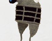 Doctor Who Dalek Earflap Hat, Gray Robot Crochet Beanie, send size baby - adult