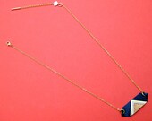 Louvre necklace black, geometric jewel, leather and fine gold gilded 24K