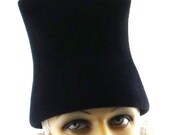 Art Deco 1930 Sculptured Black Fur Felt Velour Hat