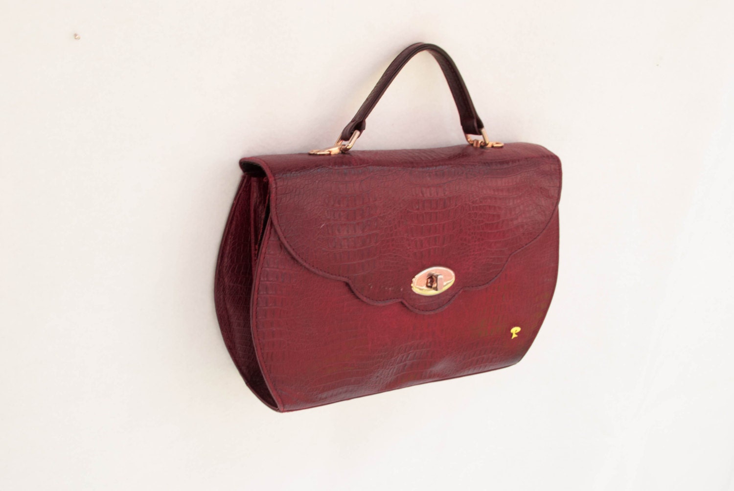 Vintage leather oxblood purse handbag small size