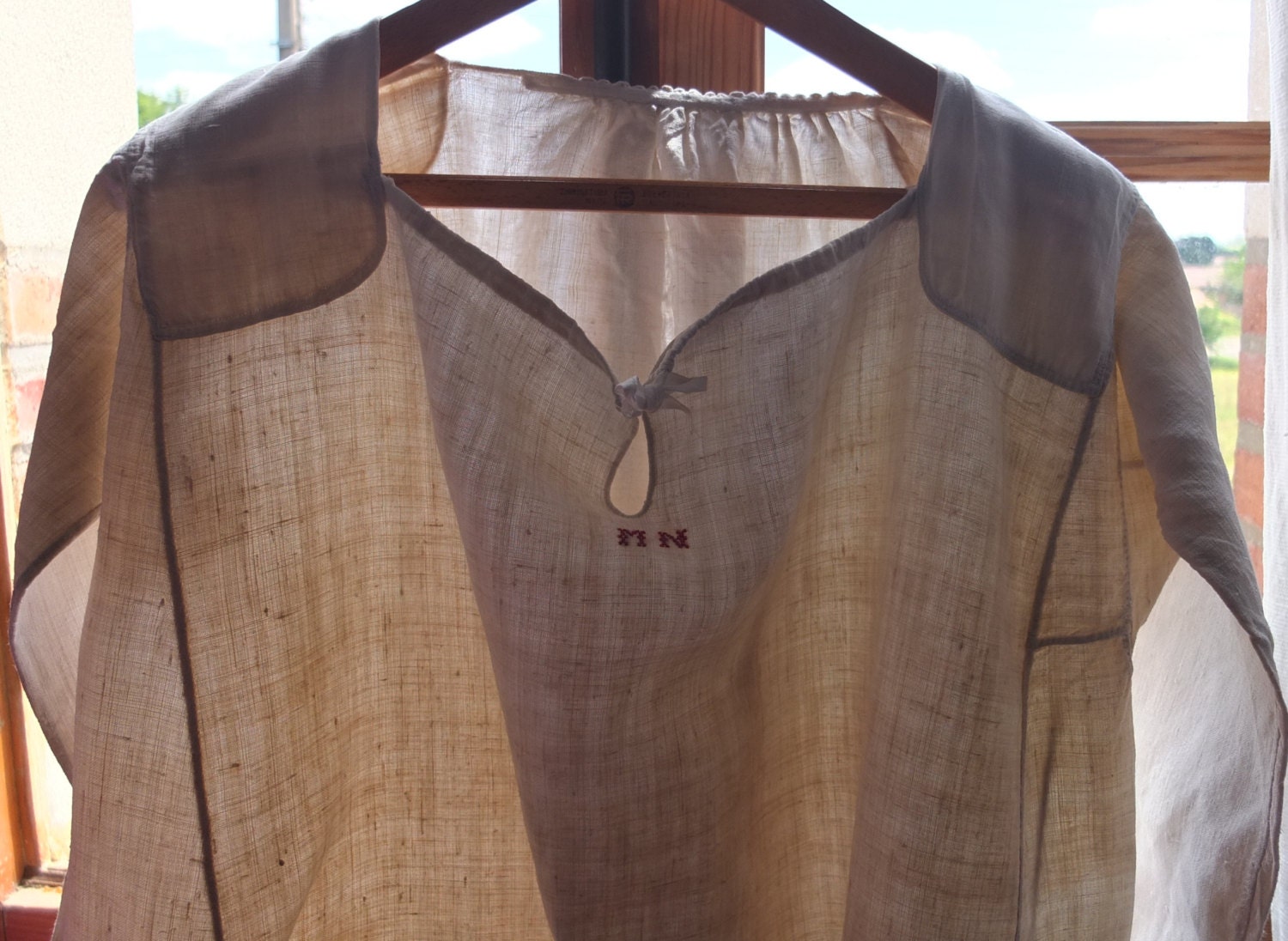 French pure linen smock, chemise, dress, shirt