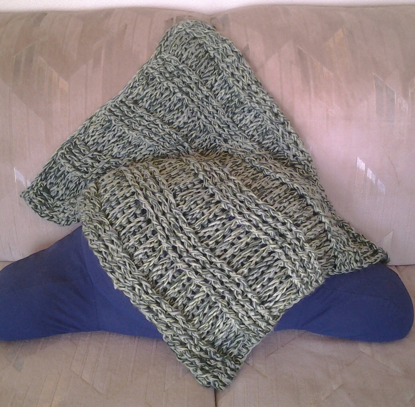 Extra Warm Travel Size Baby Blanket - Sage, Grass, and Forest Green - Handmade and OOAK - Smoke Free