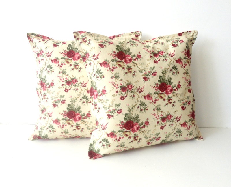 pillow cover - decorative throw pillow cover- floral pillow cover - set of 2 16x16 inch