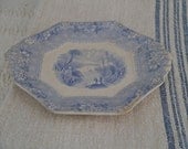 Small Blue and White Transferware Ironstone Plate Pattern Delaware