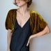 Gold chartreuse velvet flapper shrug. Made to order.
