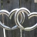 Two Hearts as One Welded Hanging Horseshoe Hearts - Polished