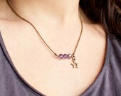 Eléa Necklace -  Swarovski Faceted Round Crystal beads - Beaded bar, brass star Necklace - Several colors - Modern & Minimalist