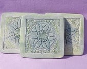 Ceramic Coasters Set of Handmade Pottery Coasters Made in UK Blue Green Coasters Wedding Gift Idea