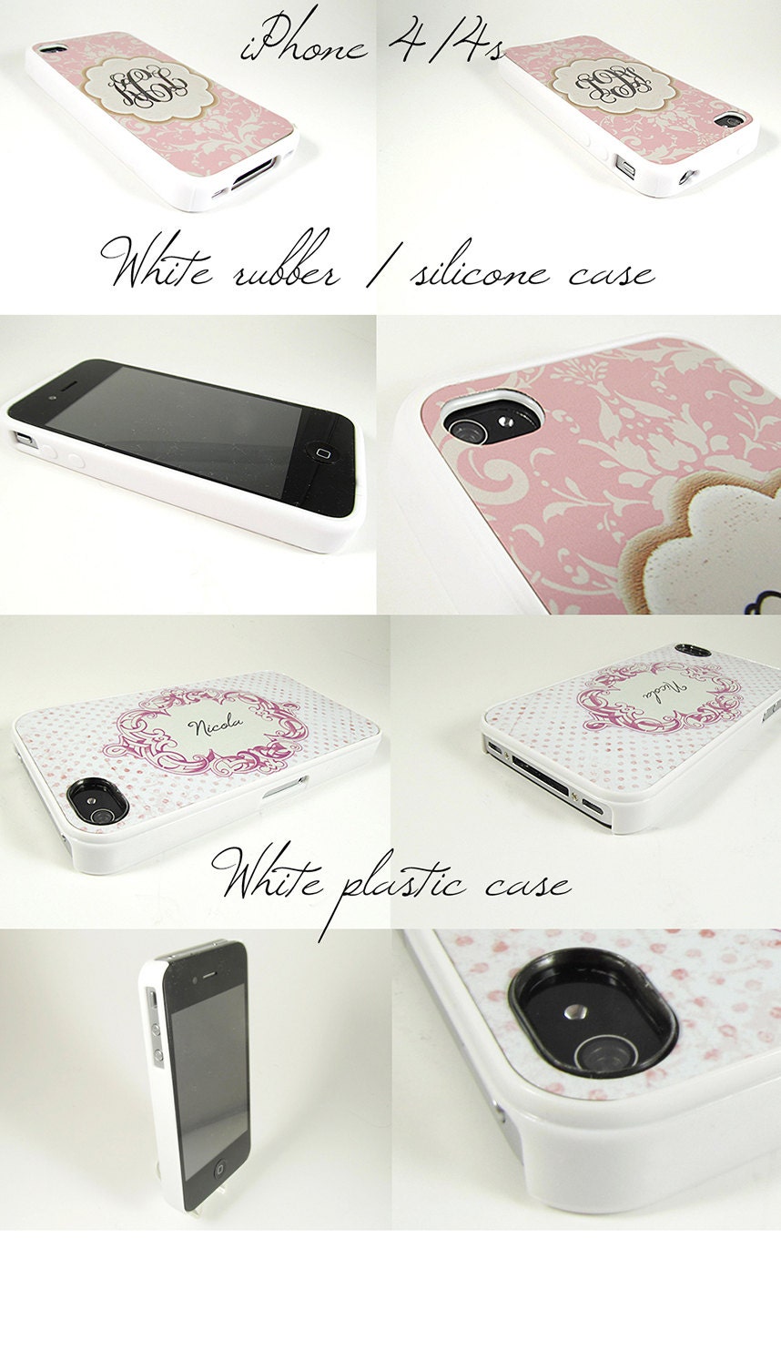 Personalized Iphone 5 case, Iphone 4 case - Chevron or zigzag pattern, monogram pink white chevron iPhone4s case plastic or silicone(9705)
