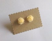 cream vintage style rose stud earrings