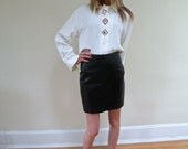 vintage 80s Black Mini Leather Skirt