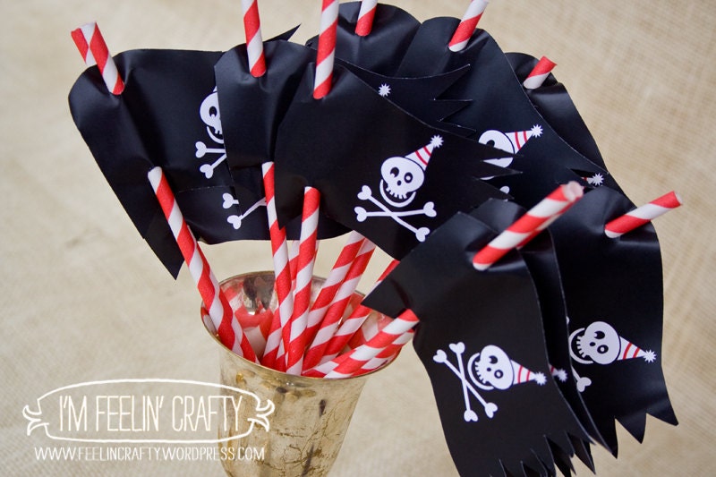 Pirate Party Straw Flags- Printable
