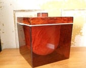 SPRING SALE Vintage Lucite Faux Tortoise Shell Ice Bucket, Mid Century Modern, Barware, Bar, Serving, Plastic, Mod, Retro, Hollywood Regenc