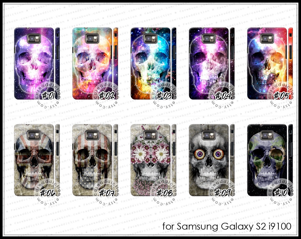 Samsung Galaxy S2 i9100 - Skull nebula galaxy american british flag space ombre swag case cover