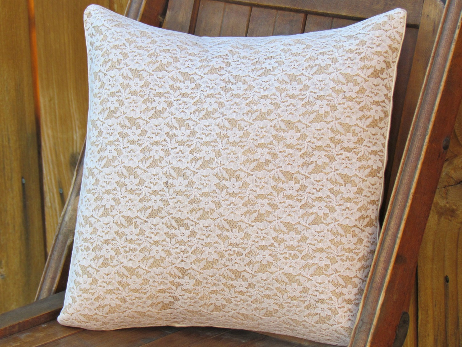 Lovely Lace & Burlap Pillow