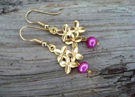 Cherry blossom and pearl earrings