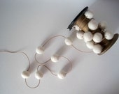 Leather & Wool White Felt Ball Garland - 25 felt balls, 2 metres