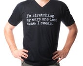 T-Shirt for Stretched Ears / Men V-Neck / Fingers Crossed / Plugs / Black or Gray / Slim Fit