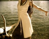 Ready to Ship Chandra Long Wrap Vest Organic Hemp and Cotton Dyed with Herbs in Natural Ready to ship