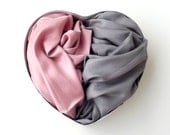 2 Infinity Scarves Powder Pink and Pearl Grey Pashmina- For Him & For Her-Valentine Fashion-Circle Scarf