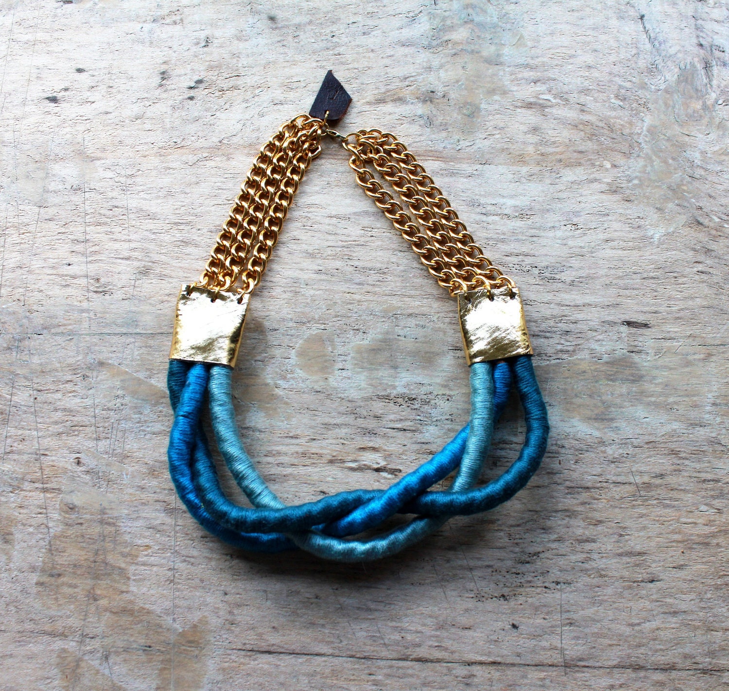 Braided rope necklace /// Inanna /// Teal Blue Ombre