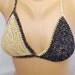 CROCHET BIKINI TOP - halter top - in gold and black hot sparkle lame